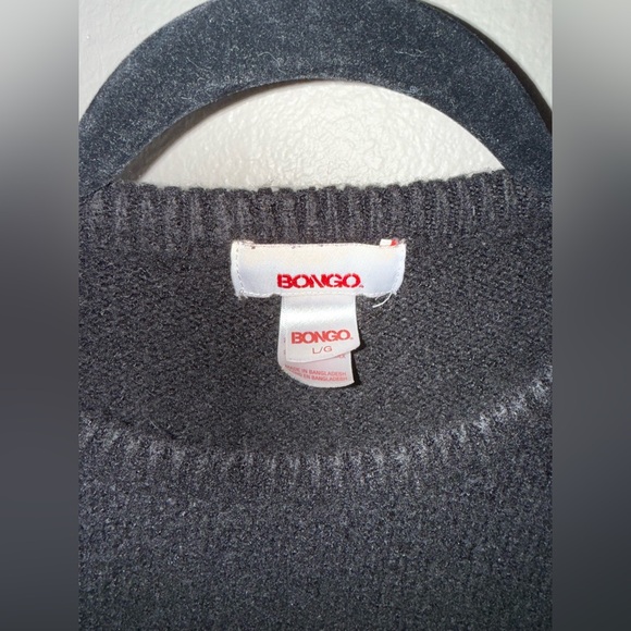 BONGO Black Sweater with Sleeve Ribbons Size Large - Picture 3 of 4